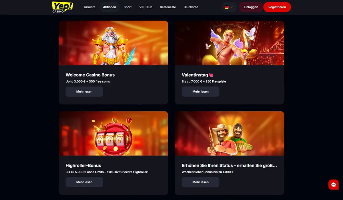 Yep Casino Bonusangebote und Promotionen