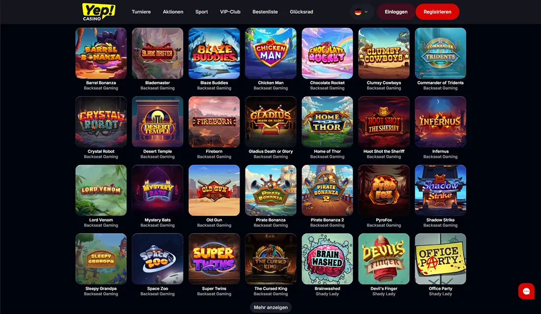 Yep Casino Slot-Auswahl